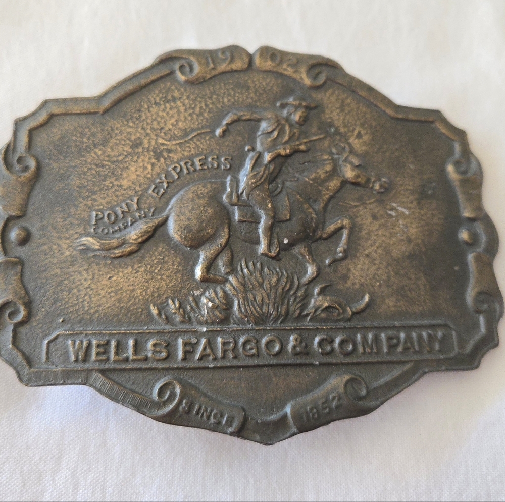 Vtg. WELLS FARGO Brass Buckle